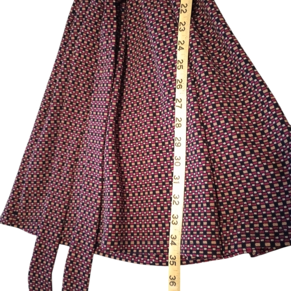 Emma & Michele Belted Peek a Boo Back Midi Dress Long Slve. Multicolor Geo L - Picture 13 of 14
